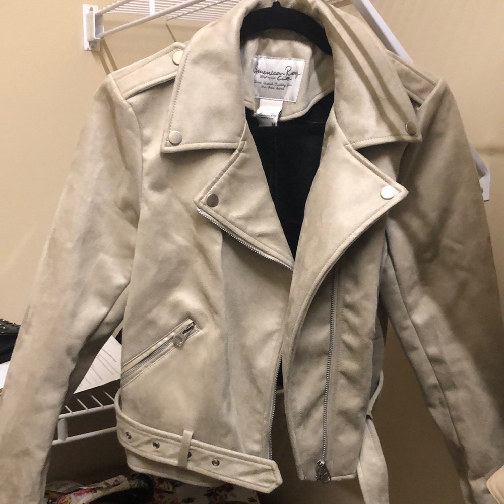 Medium faux-suede moto jacket (never worn)